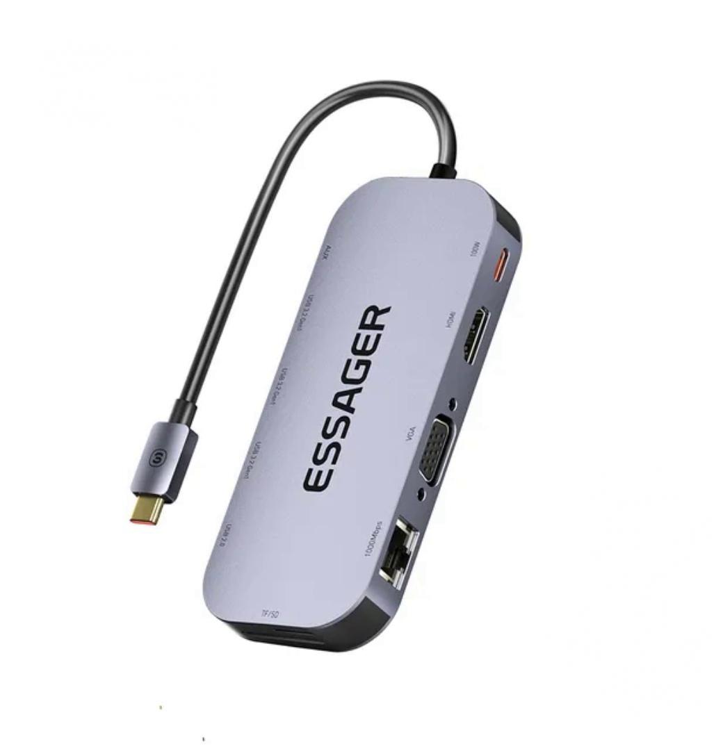 Хаб-USB Essager 11в1 Type-C (230000)