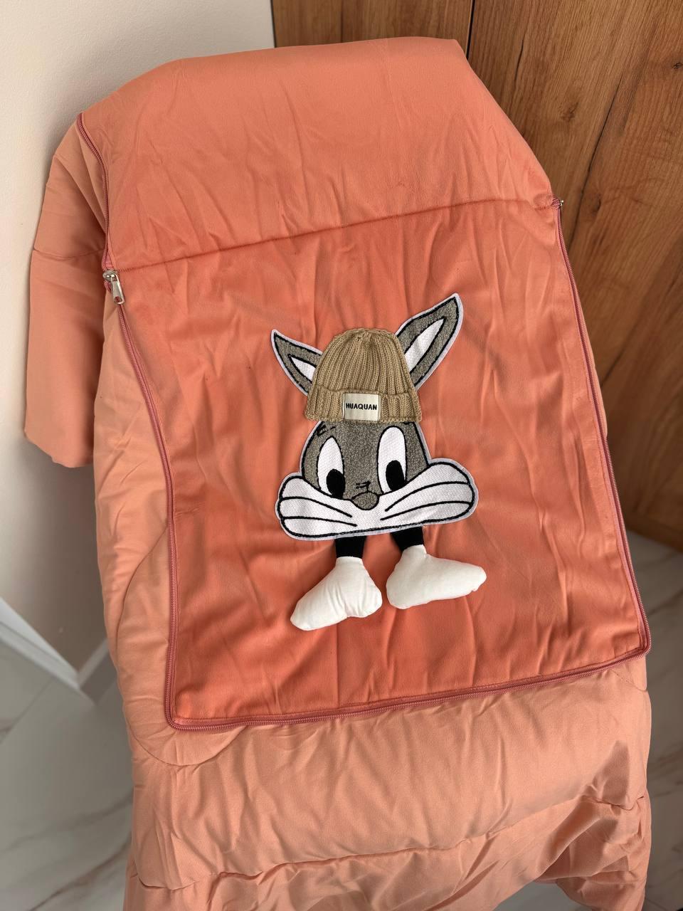 Ковдра-подушка для новонароджених Заєць 110х140 см Помаранчевий (П4К-Al-kid-kovdra-001-23)