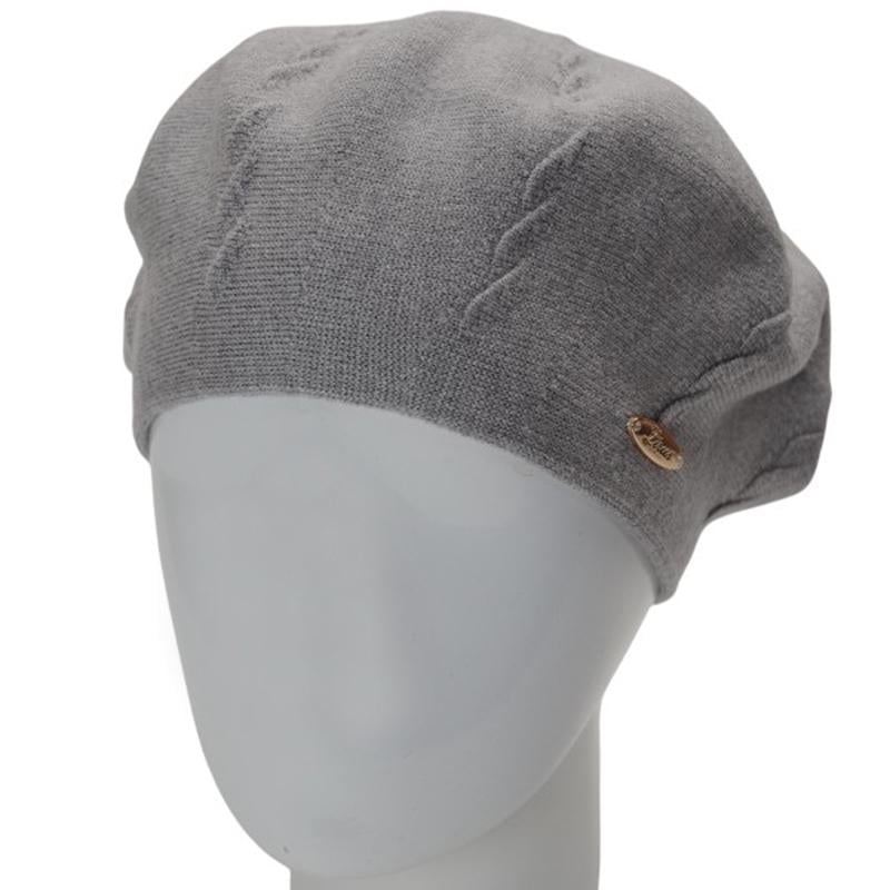 Берет женский Novita ВІКІ двойной с узором one size Серый меланж (285949) - фото 1 Берет женский Novita ВІКІ двойной с узором one size Серый меланж (285949) - фото 1