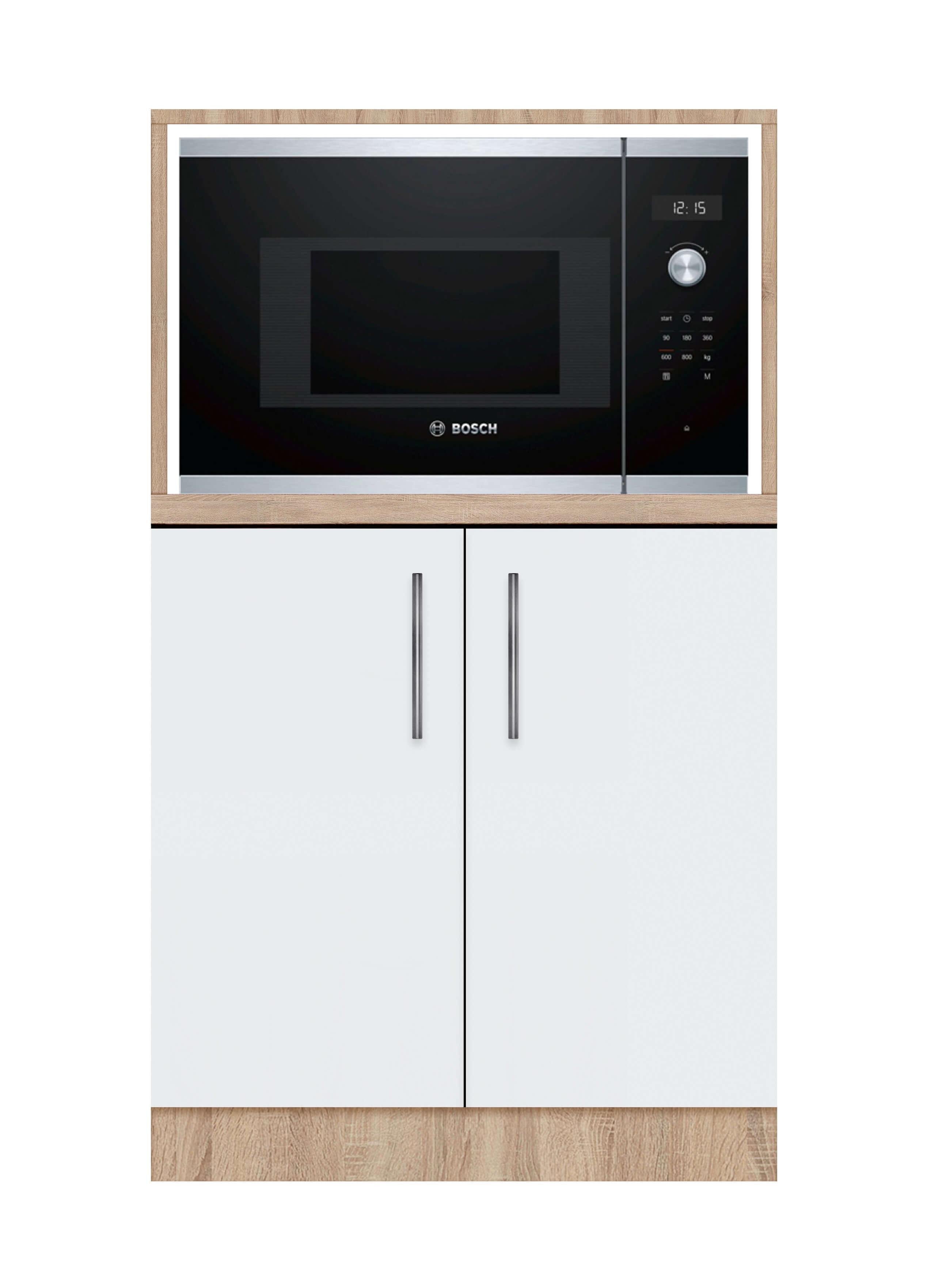 Тумба двухдверная МАКСИ-МЕБЕЛЬ без ящиков с отделением под МВ печь со столешницей 500 Дуб сонома/Белый гладкий (72079)