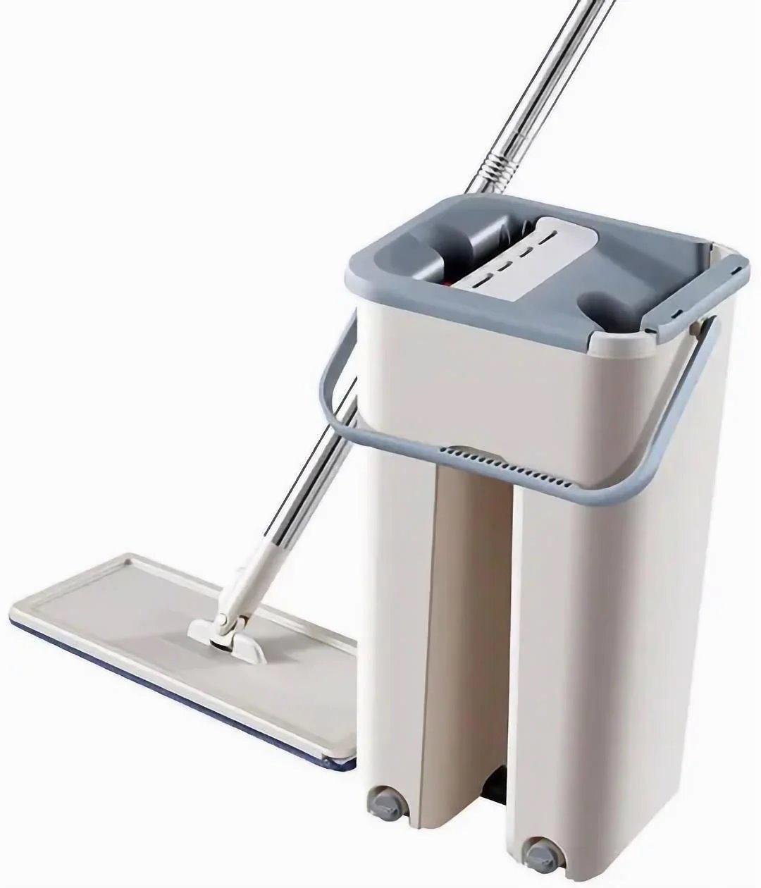 Швабра телескопическая с ведром и самоотжимом Scratch Cleaning Mop на 5 л Бежевый