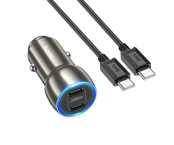 Зарядное устройство автомобильное Hoco Z48 Tough 40W 2C Type-C to Type-C Gray Зарядное устройство автомобильное Hoco Z48 Tough 40W 2C Type-C to Type-C Gray