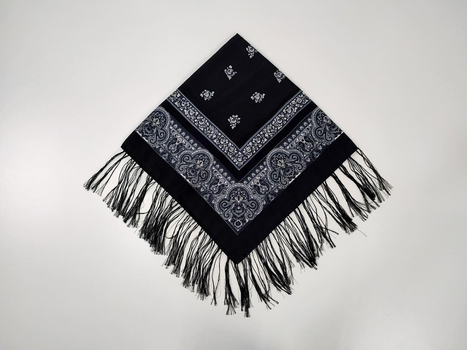 Платок украинский с тороками 80x80 см Черный с белым (30070630)