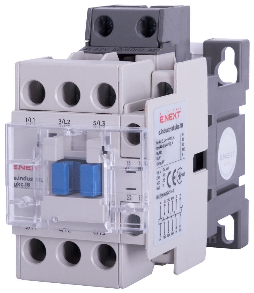 Контактор-пускач E.NEXT e.industrial.ukc.18.42 18A 42 В 1NO 1NC (i.0090075)