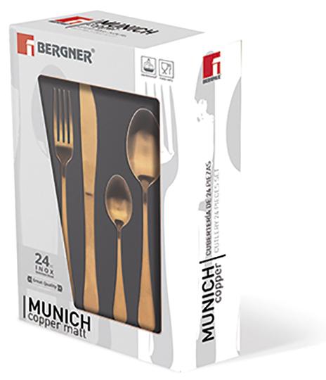 Набор столовых приборов Bergner Munich 24 пр. на 6 персон Медный матовый (BG-5133-CP) - фото 2 Набор столовых приборов Bergner Munich 24 пр. на 6 персон Медный матовый (BG-5133-CP) - фото 2
