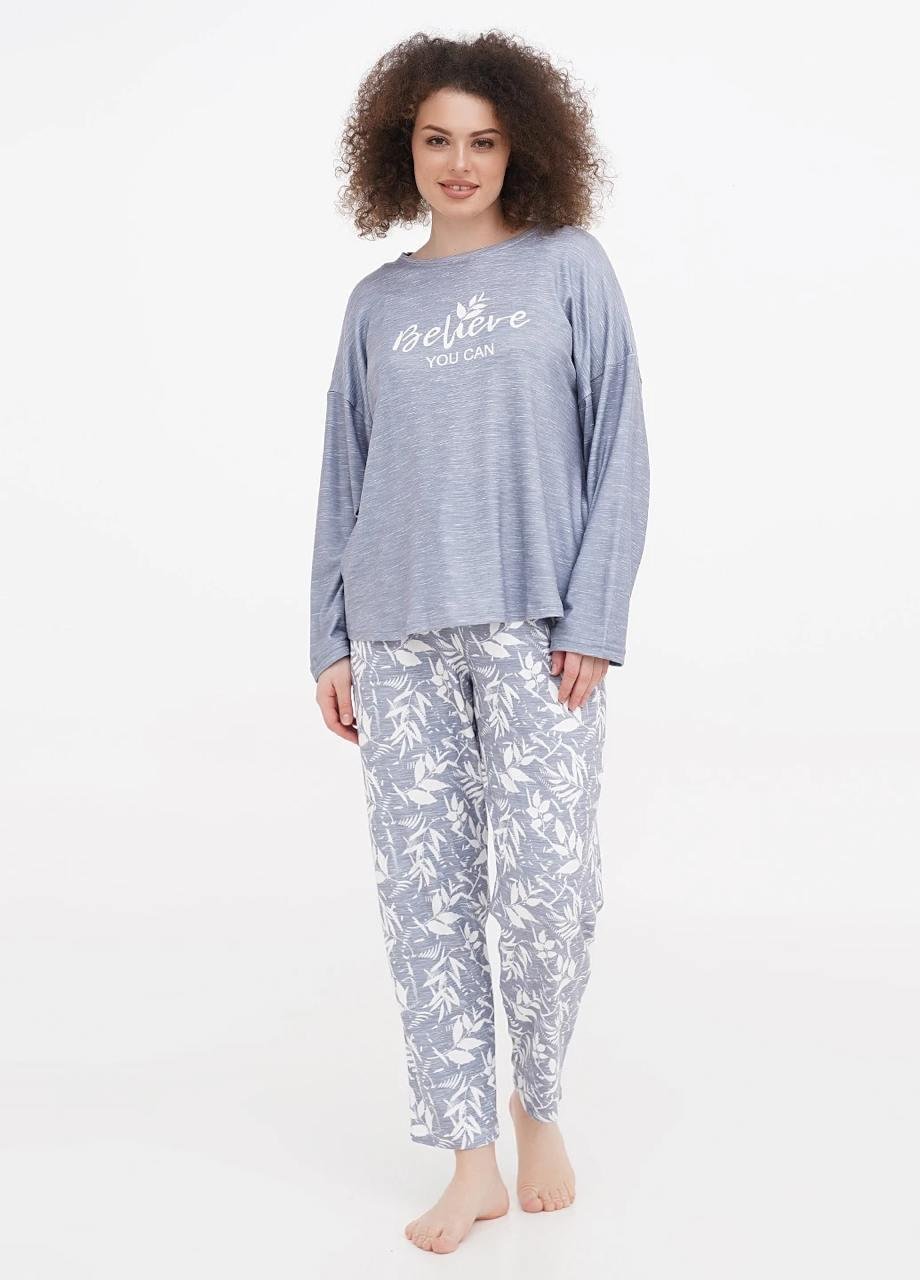 Пижама женская Cotpark лонгслив/брюки 3XL Голубой (30290-В-3XL) Пижама женская Cotpark лонгслив/брюки 3XL Голубой (30290-В-3XL)