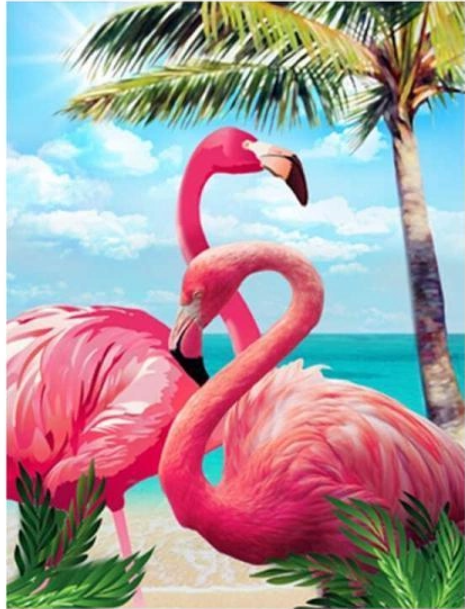Алмазна мозаїка Рожеві фламінго 30х40 см на полотні з підрамником (GB73391)