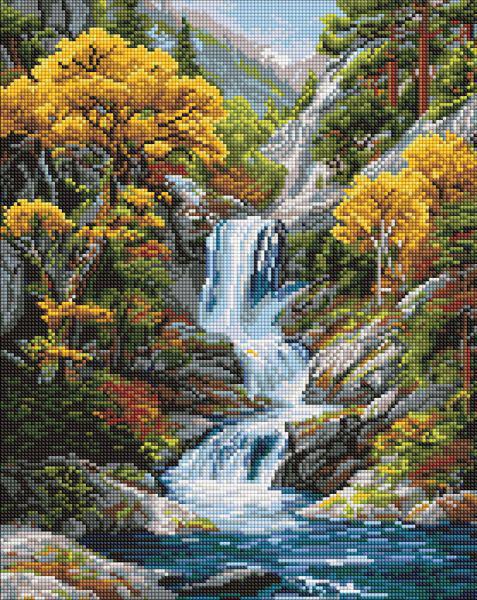 Алмазная мозаика Ideyka Под водопадом осени 40x50 см (Id-AMO20004)