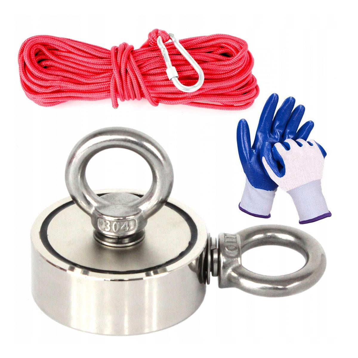 Магнит неодимовый Kraft&Dele KD10415 и карабин веревки и перчатки до 140 кг