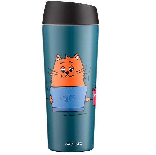 Термокружка Ardesto Coffee Time Red Cat AR2645CG 450 мл Синий - фото 2 Термокружка Ardesto Coffee Time Red Cat AR2645CG 450 мл Синий - фото 2