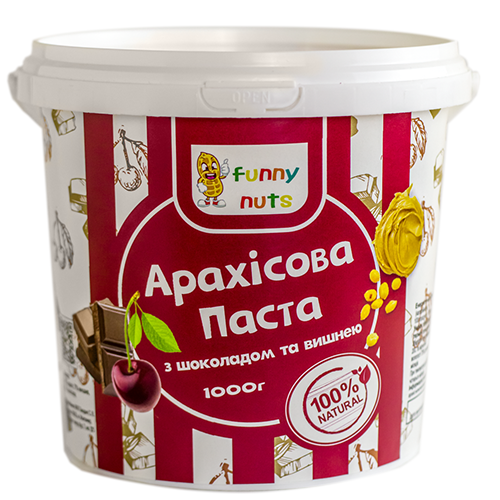 Арахисовая паста FunnyNuts с шоколадом и вишней 1000 г (1320112878)