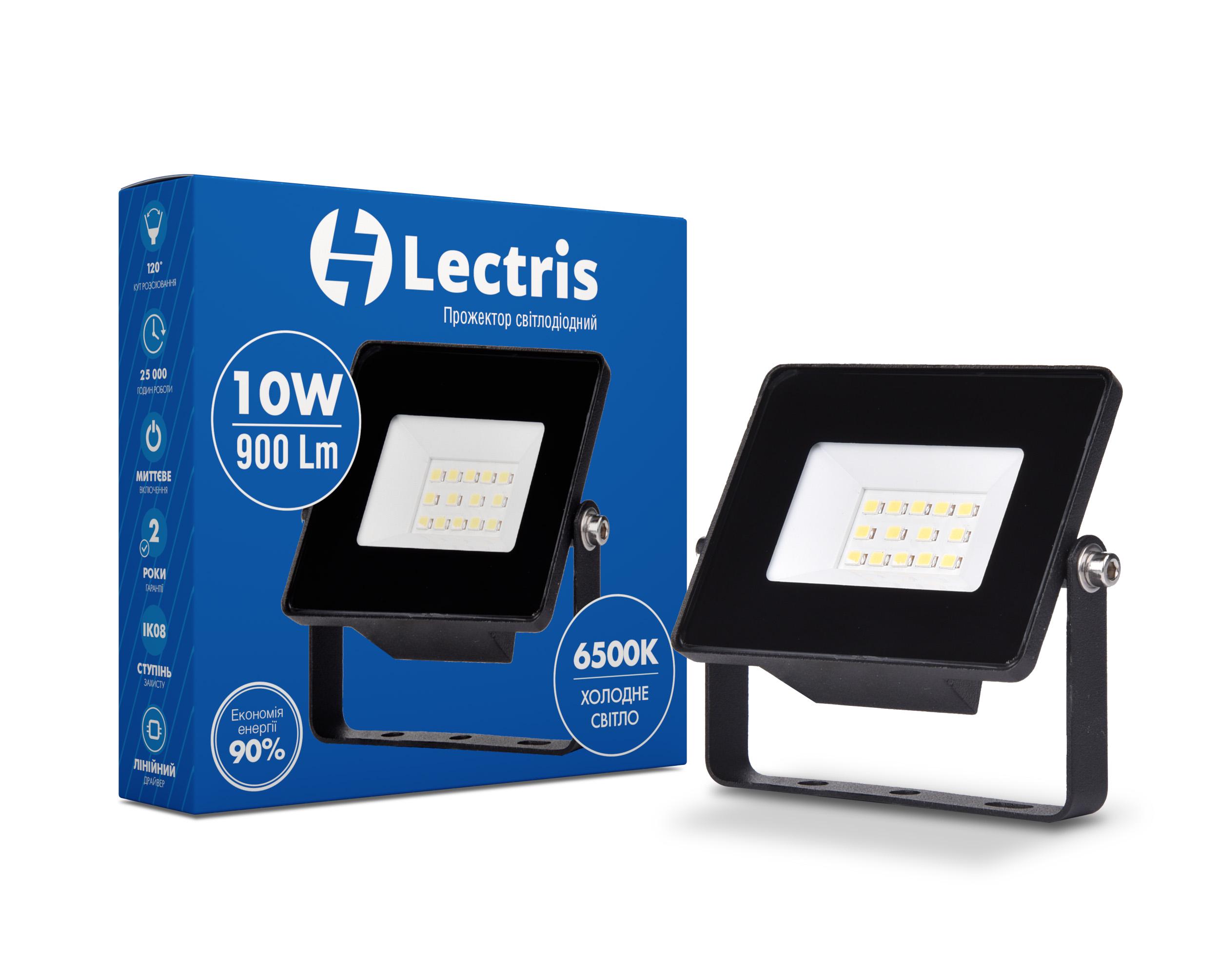 Прожектор LED Lectris 10 W 900Лм 6500K 185-265 V IP65 - фото 1