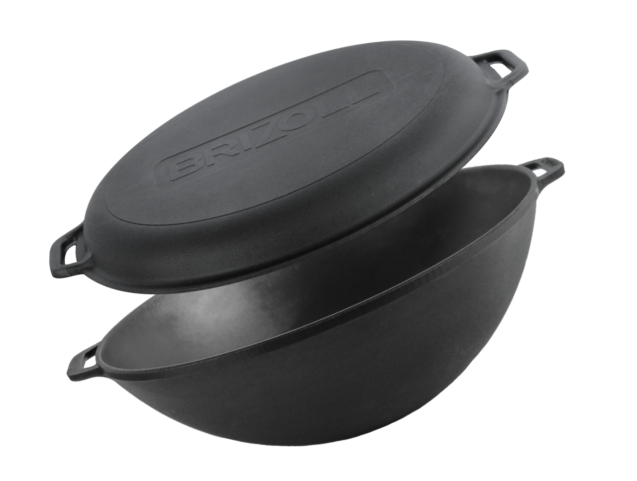 Чугунная сковорода Brizoll WOK с крышкой-сковородкой 8 л (32551029)