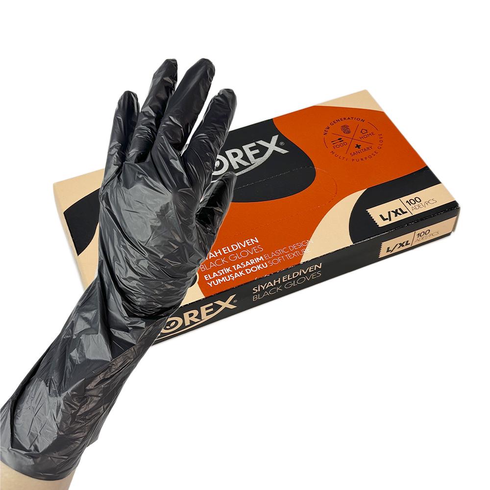Перчатки одноразовые Reflex FLOREX L/XL 100 шт. Черный - фото 2