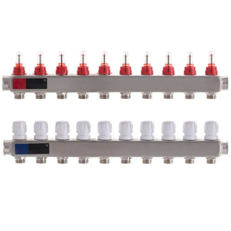 Коллектор Standard на 10 выходов в сборе для теплого пола 1"-3/4"