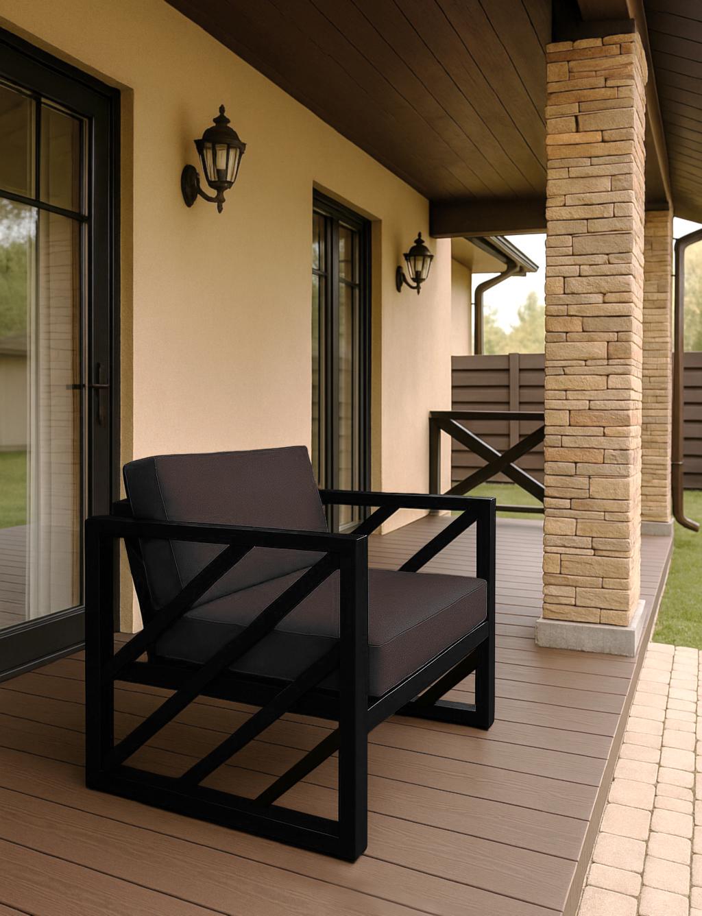 Кресло металлическое ТОБІ ШО Гранд/DV13 с подушками рогожка 750х700 ммх700 мм Коричневый/08 (DV13936)