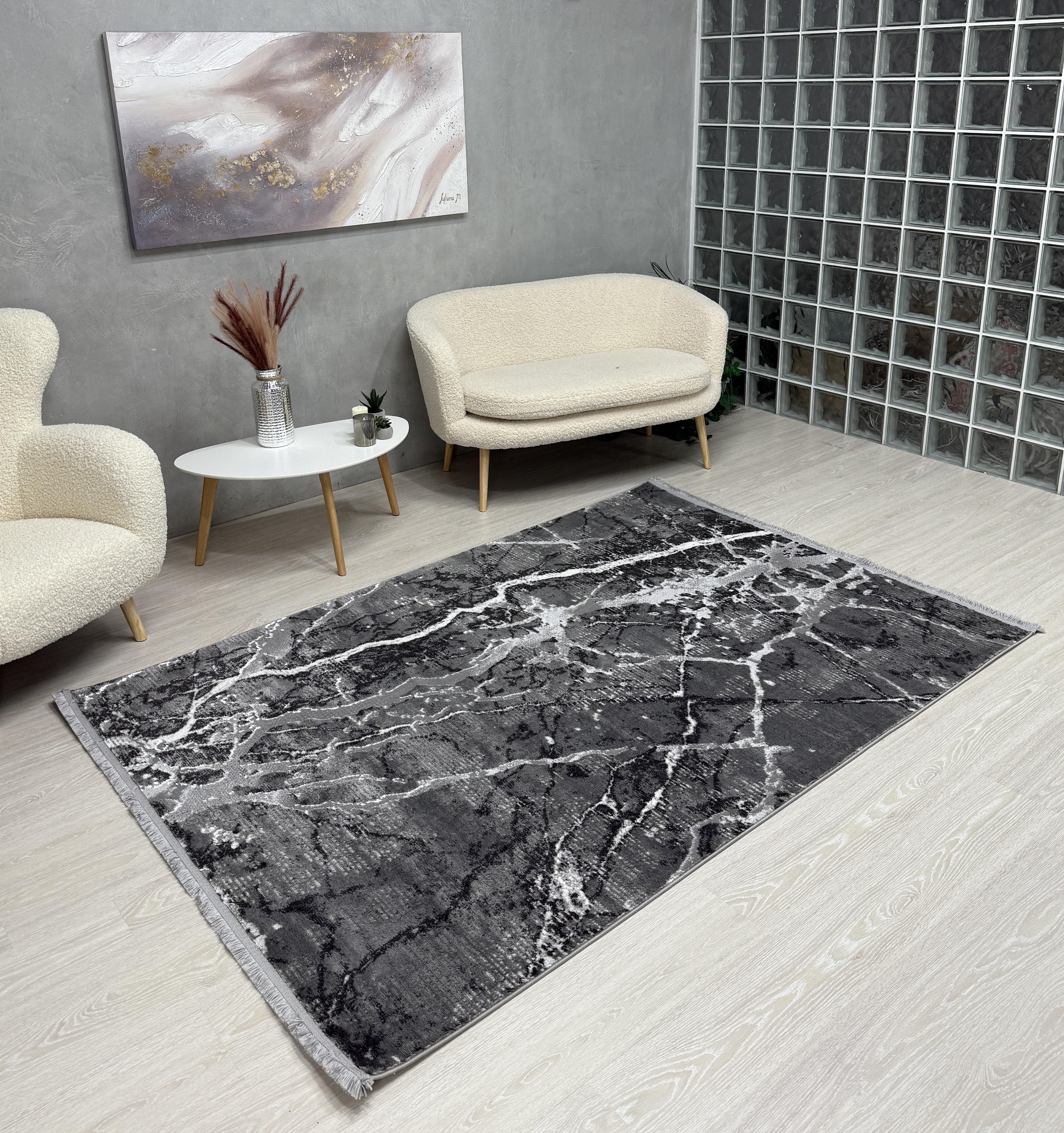 Ковер Mars с невысоким ворсом 200x300 см Антрацитовый (4640AA/KG9) - фото 2