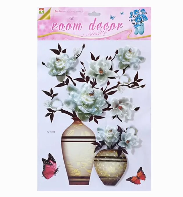 Наклейка на стену декоративная 3D Room Decor TL-A002 Цветы в вазе Серый (KG-11816)