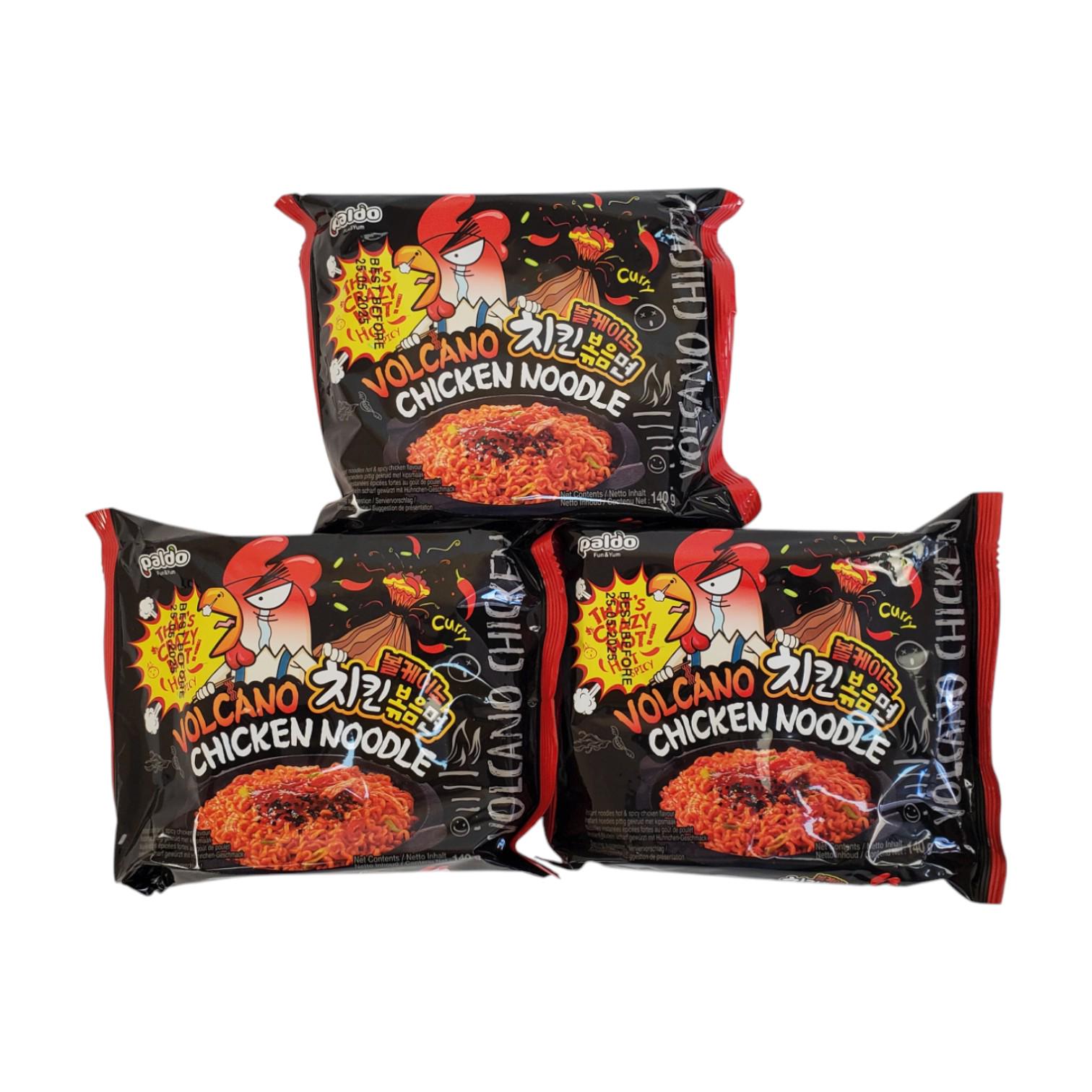 Набор лапша быстрого приготовления Paldo Volcano Chicken острая курица 140 г 3 шт. (SET3188614)