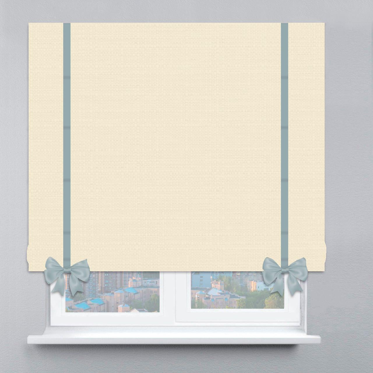 Римская штора с цепочным карнизом лен с лентой и бантом  50х170 см Шампань