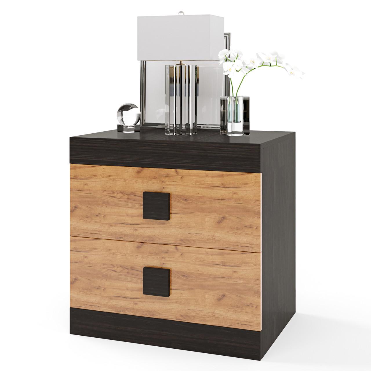 Тумба приліжкова Еверест Соната 50х38х50 см Венге темний/Дуб Крафт золотий (DTM-2076)