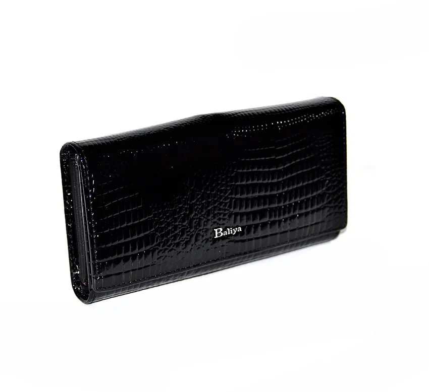 Кошелек женский из кожи покрытый лаком Черный (29433567)