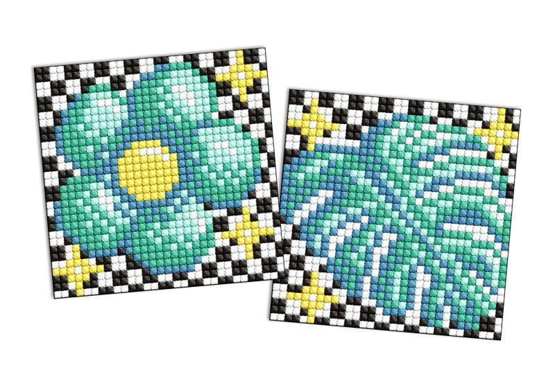 Алмазная мозаика на стикере Ideyka Цветок и листок из 2 сюжетов 9х9 см (Id-AMS1178)