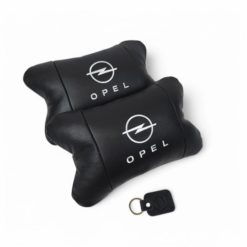 Подушка автомобильная Opel 7521 на подголовник кожа 2 шт. Black (36226868)