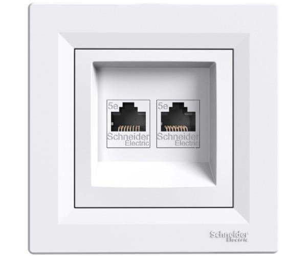 Розетка двойная компьютерная Schneider Electric Asfora RJ45 5е (EPH4400121)