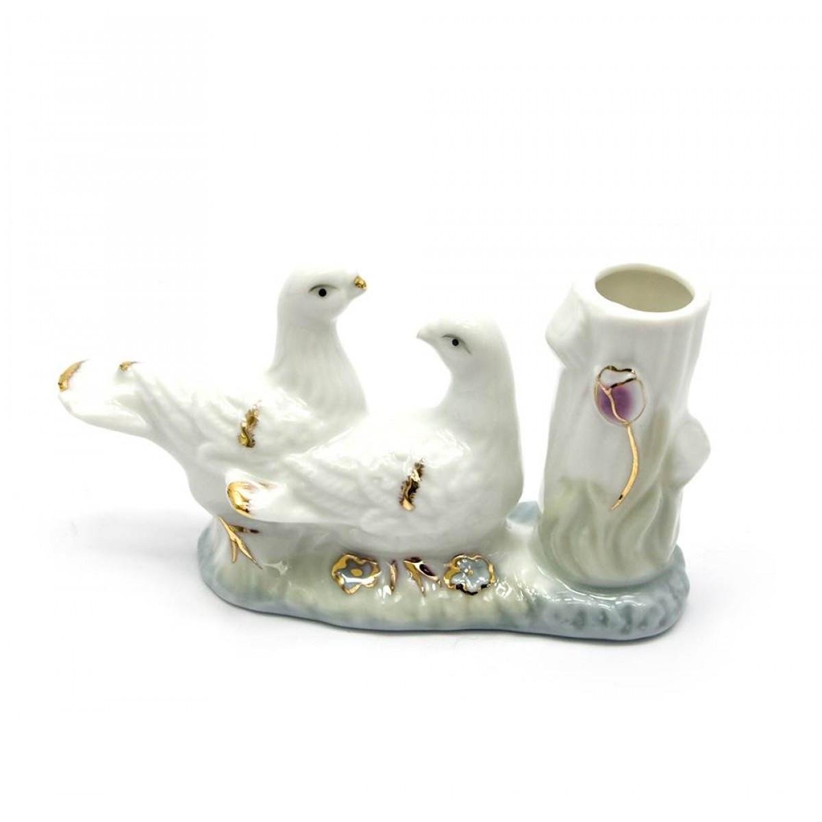 Подставка для зубочисток Голуби пара фарфоровая (14-25598)