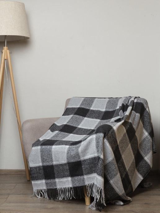 Плед вовняний Vladi Палермо 140x200 см Білий/Сірий/Темно-сірий (1186952363) - фото 1