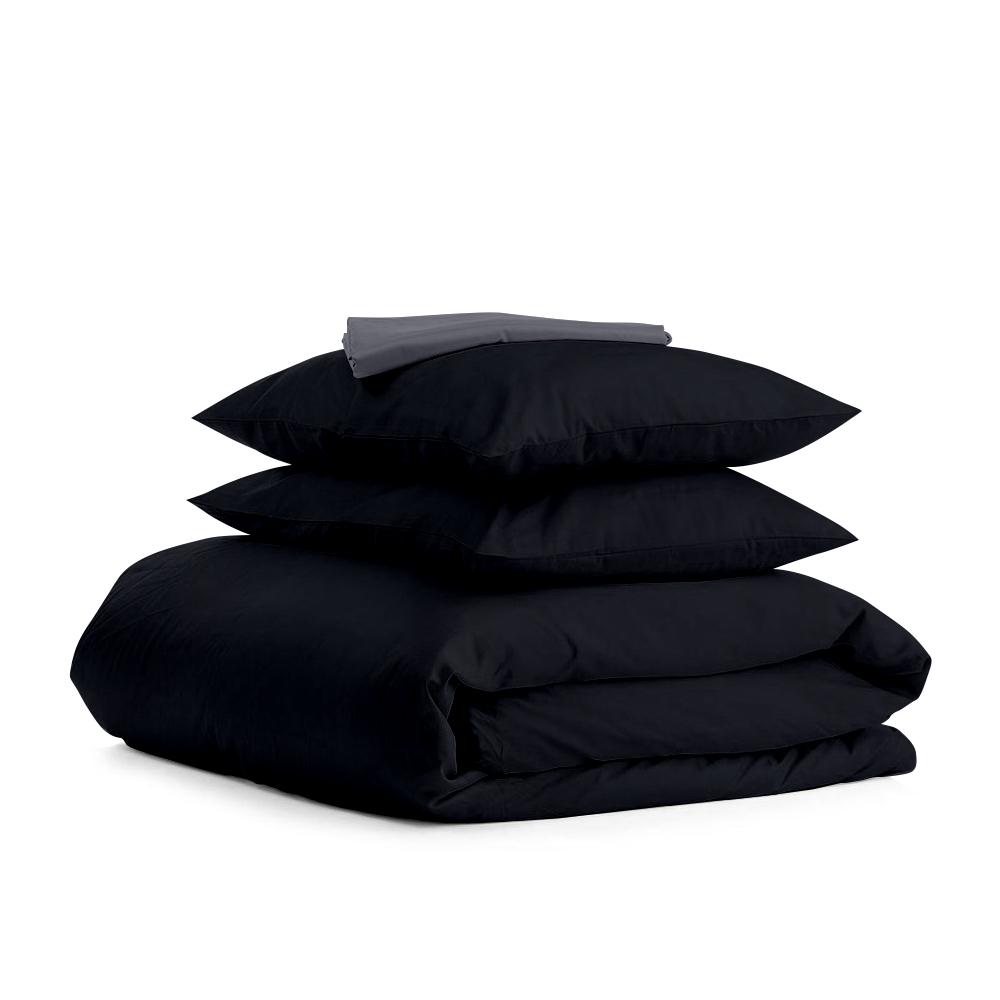 Комплект евро постельный Cosas Satin Grey Black-P 200х220 см (4822059195270)