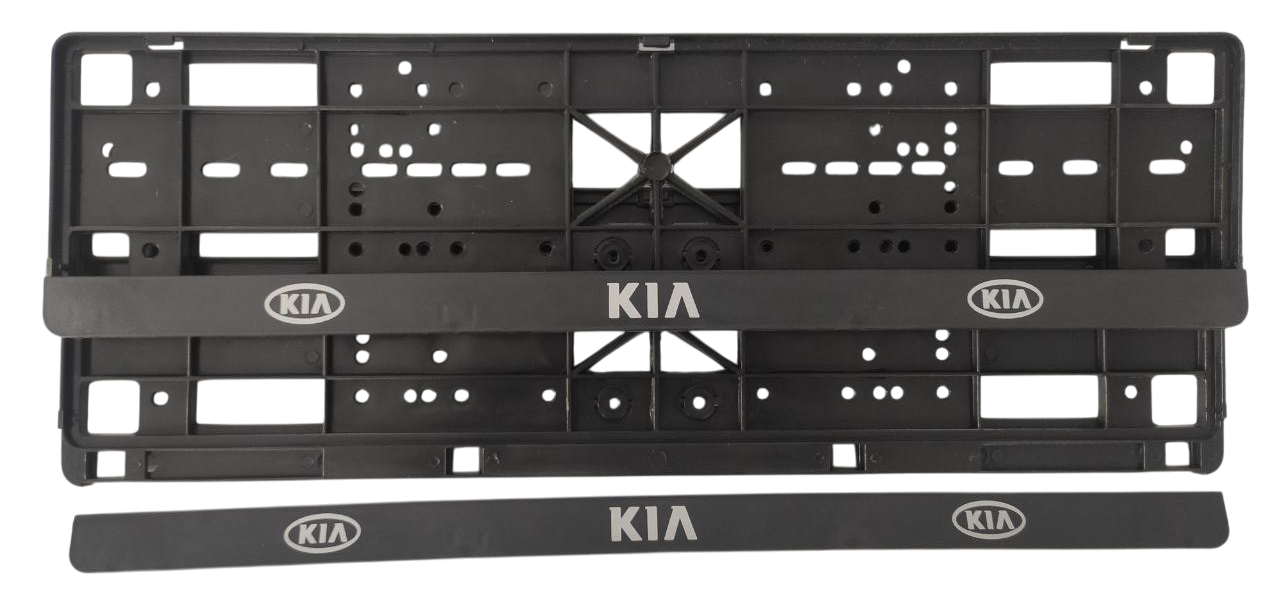 Рамка номерного знака с защелками Книжка с надписью "KIA" пара (20610)