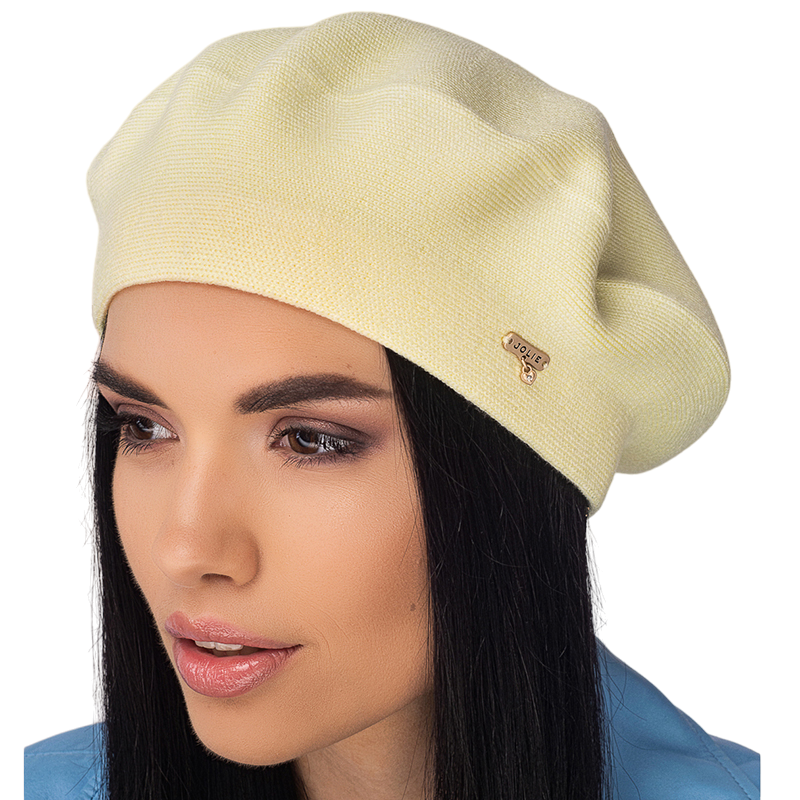 Берет женский Leks Клеопатра двойной шерстяной Светло-желтый (129056)