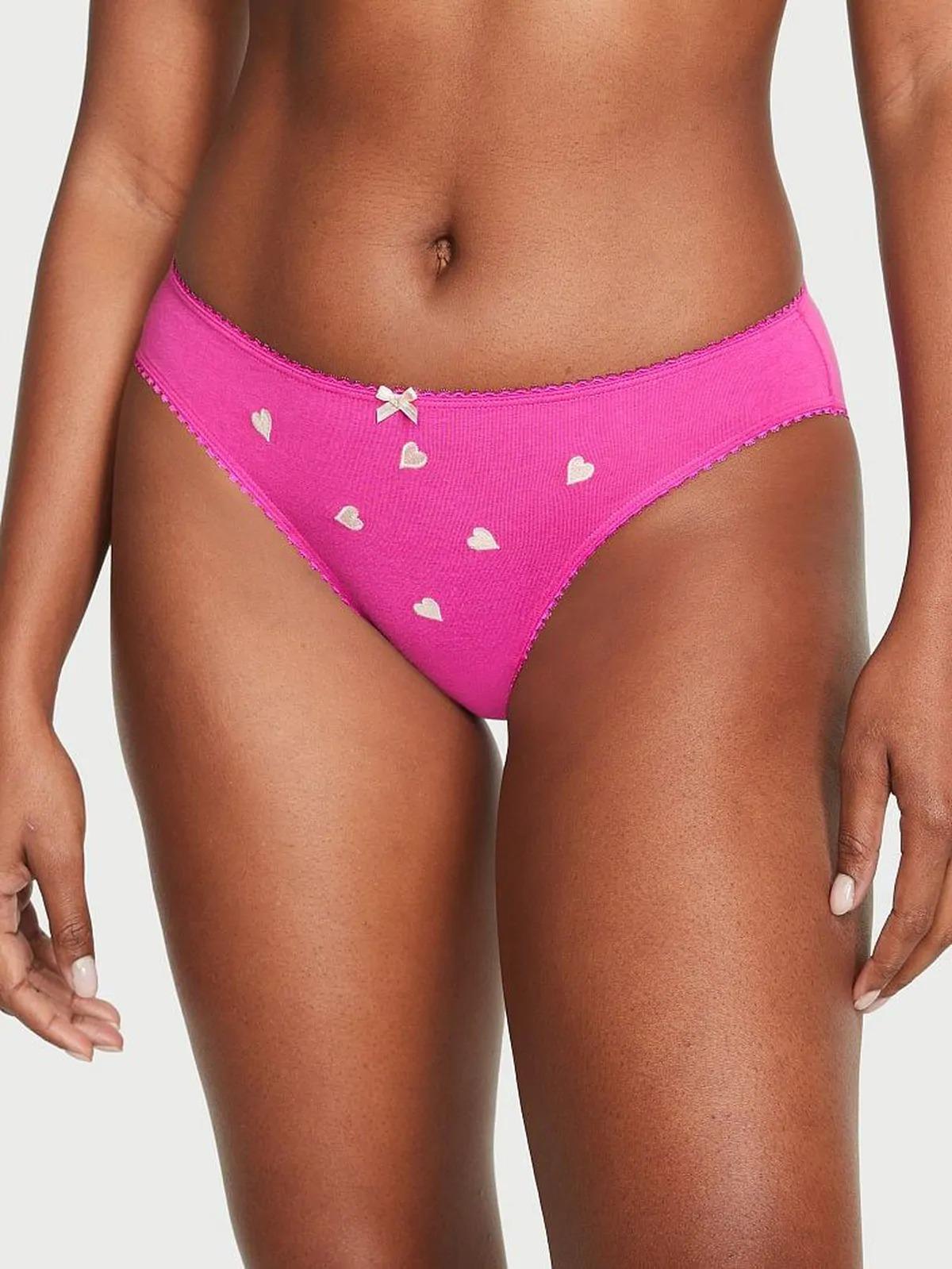 Трусики хлопковые Victoria's Secret So Hot Pink Heart Cotton Stretch Waist S Ярко-розовый (26691318)