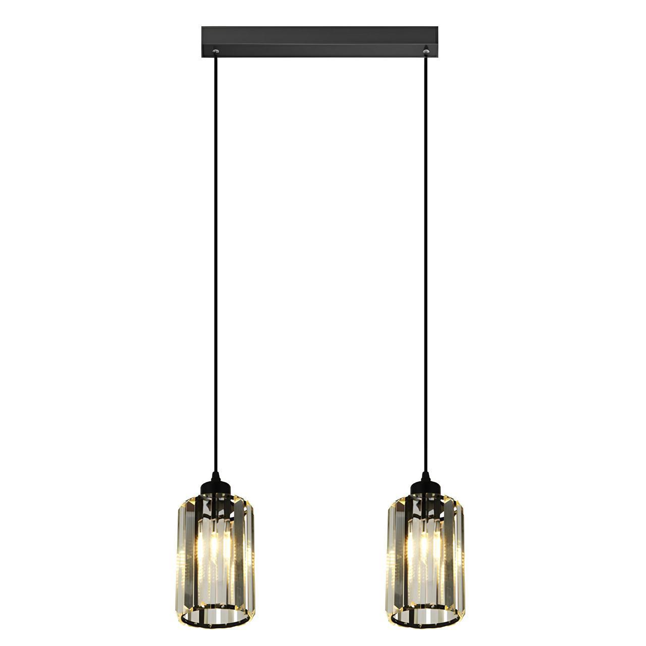 Люстра Sirius на два прозрачных плафона под лампу Е27 Черный (IP20 GLD-20996-2-120*170)