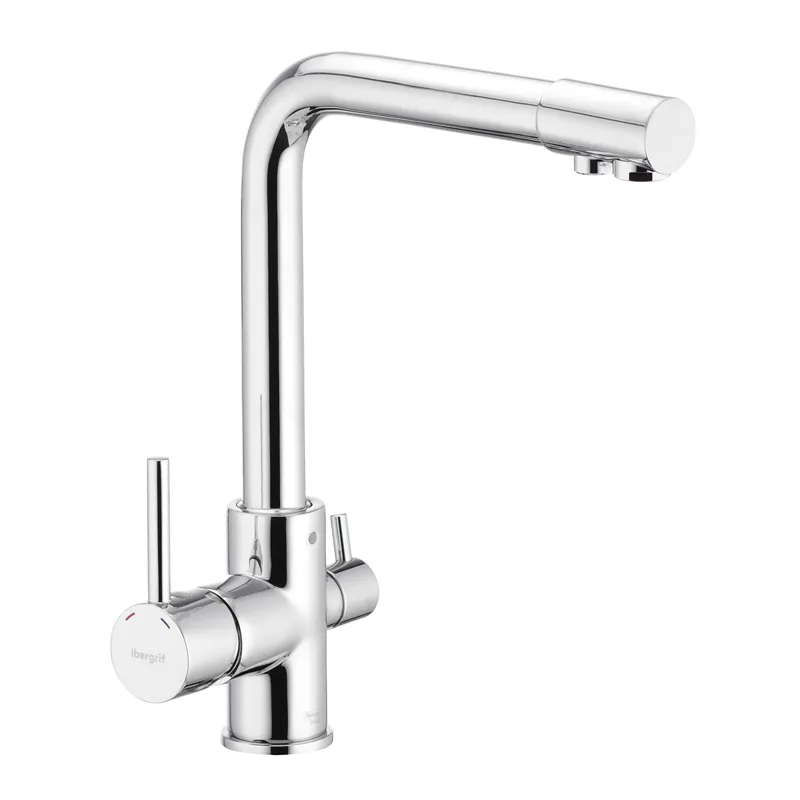 Смеситель для кухни с выходом для питьевой воды Ibergrif M22109 из латуни Стальной (IB0074)