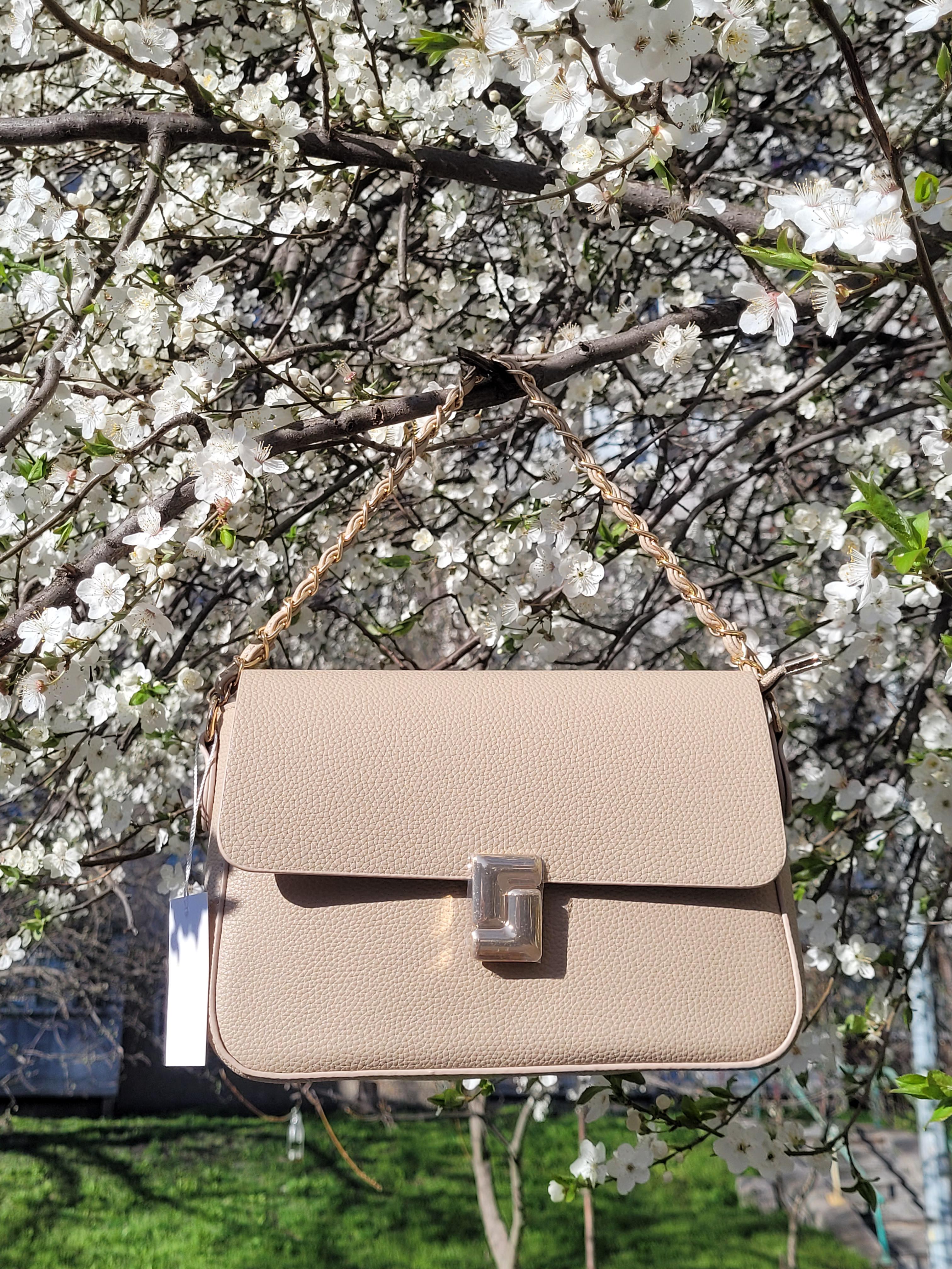 Сумка кросс-боди женская с цепочкой из экокожи 240х170 мм Бежевый