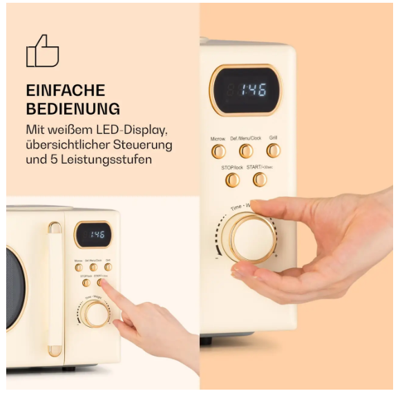 Микроволновая печь KLARSTEIN Julieta для кухни ретро 800 Вт 20 л (10040731) - фото 3