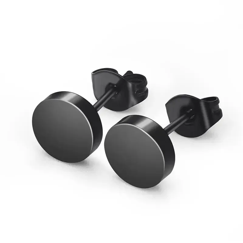 Сережки штанги круглі чоловічі зі сталі 1 шт. Чорний (2000613034)