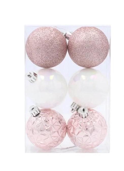 Набор шаров пластиковых новогодних микс 6 шт. D-6 см (43116)