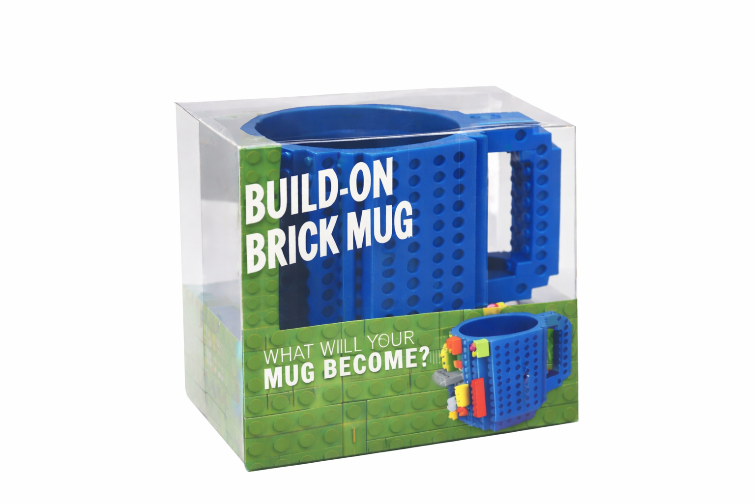 Чашка-конструктор пластиковая Cup Building Block с набором деталей для горячих и холодных напитков 12 см Синий