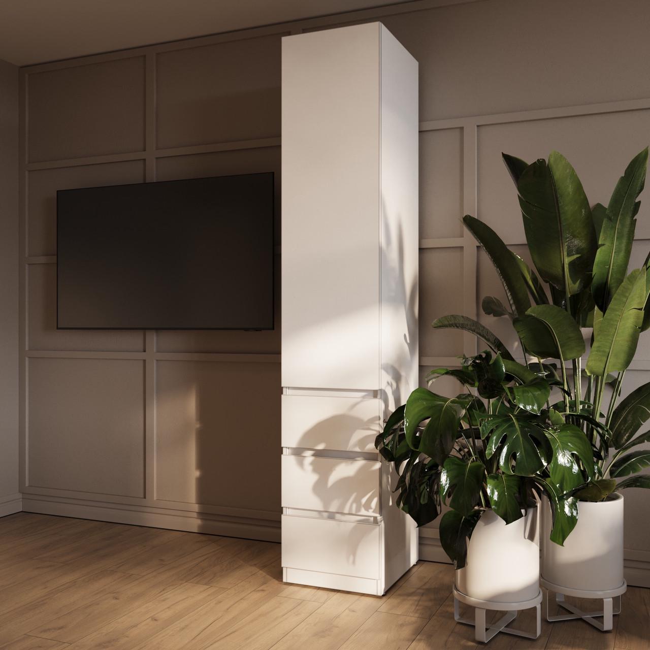 Пенал MEBEX з 3 шухлядами та 3 полицями 40х50х210 см Білий (VL3B3S400WH)