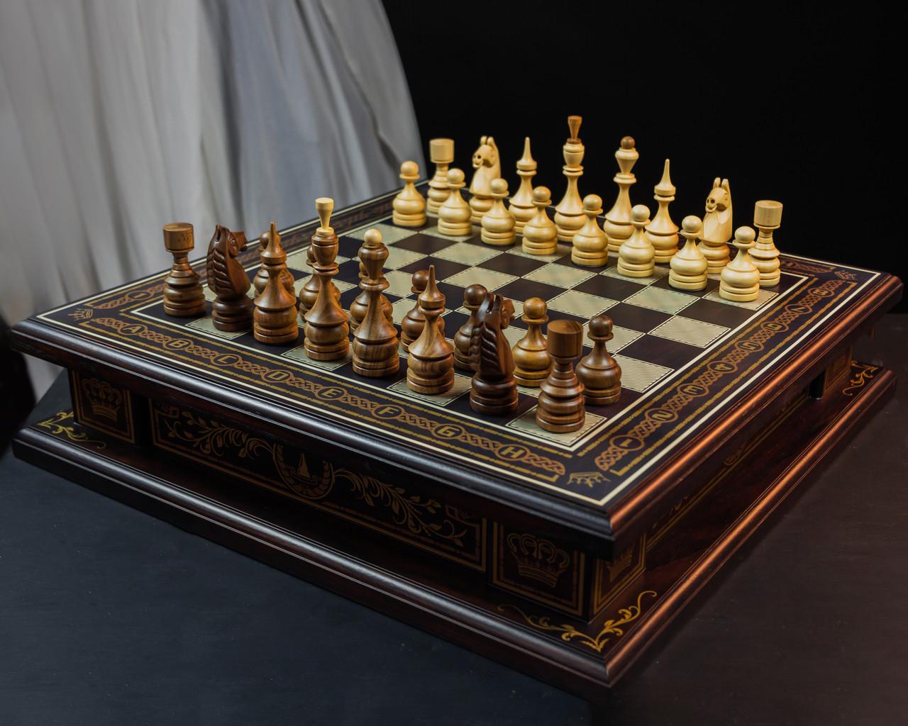 Шахи дерев’яні 3в1 з ясеня Carloteka темний сувенірний бокс