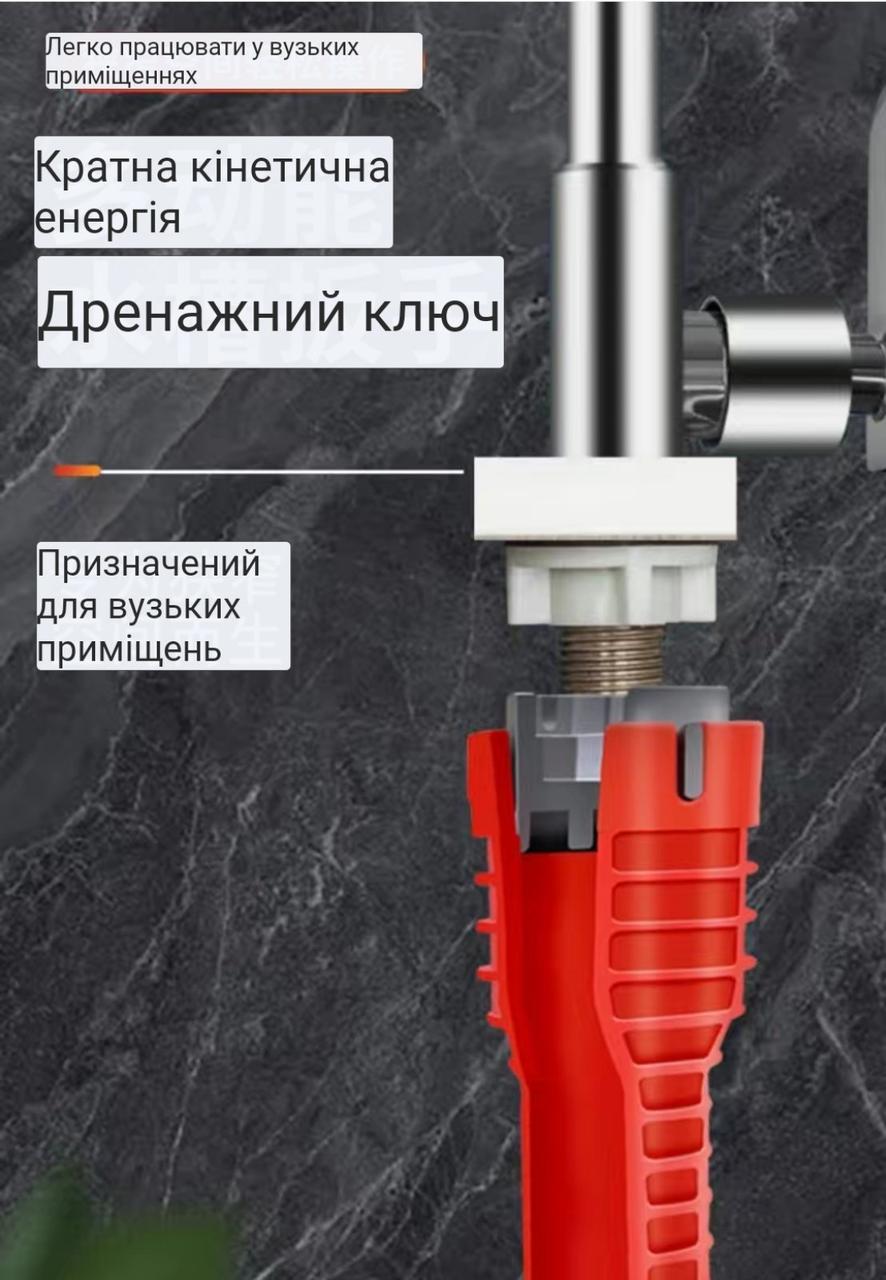 Ключ гайковий сантехнічний універсальний 8 в 1 Червоний (2125667594) - фото 4 Ключ гайковий сантехнічний універсальний 8 в 1 Червоний (2125667594) - фото 4