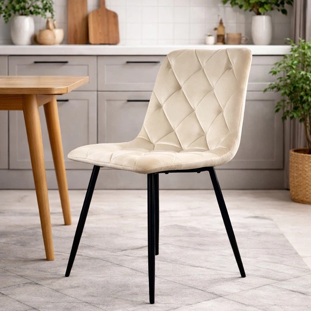 Кухонный стул Perfect Home ANETTE Черный каркас/Темный бежевый (PFH-092061)