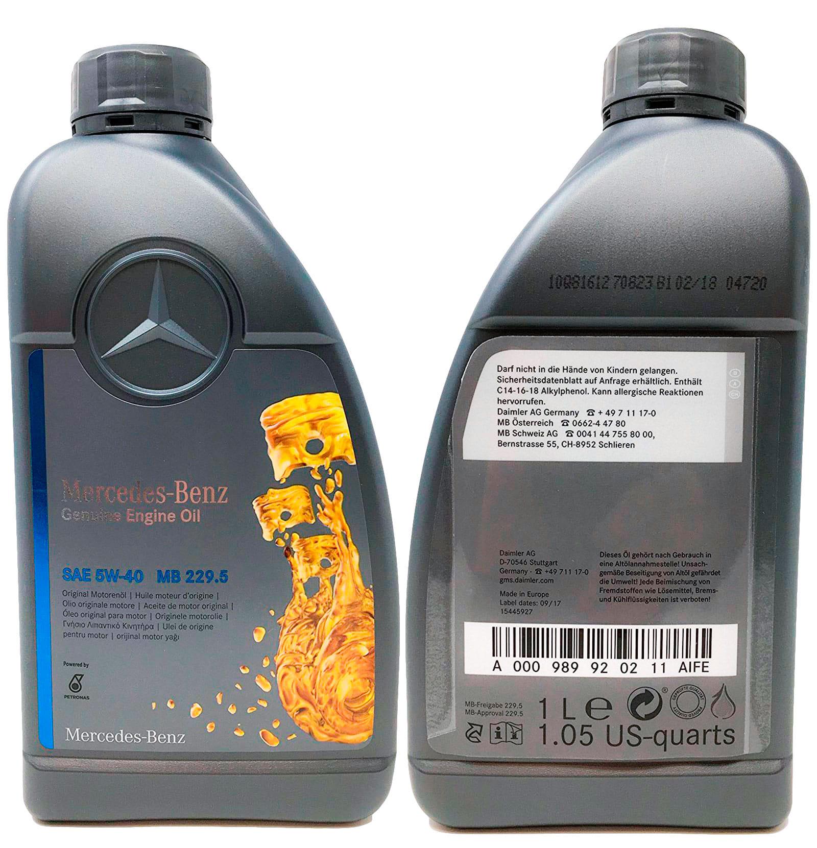 Моторна олива Mercedes-Benz 229.5 Engine Oil 5W-40 1 л (A000989210711) - фото 2