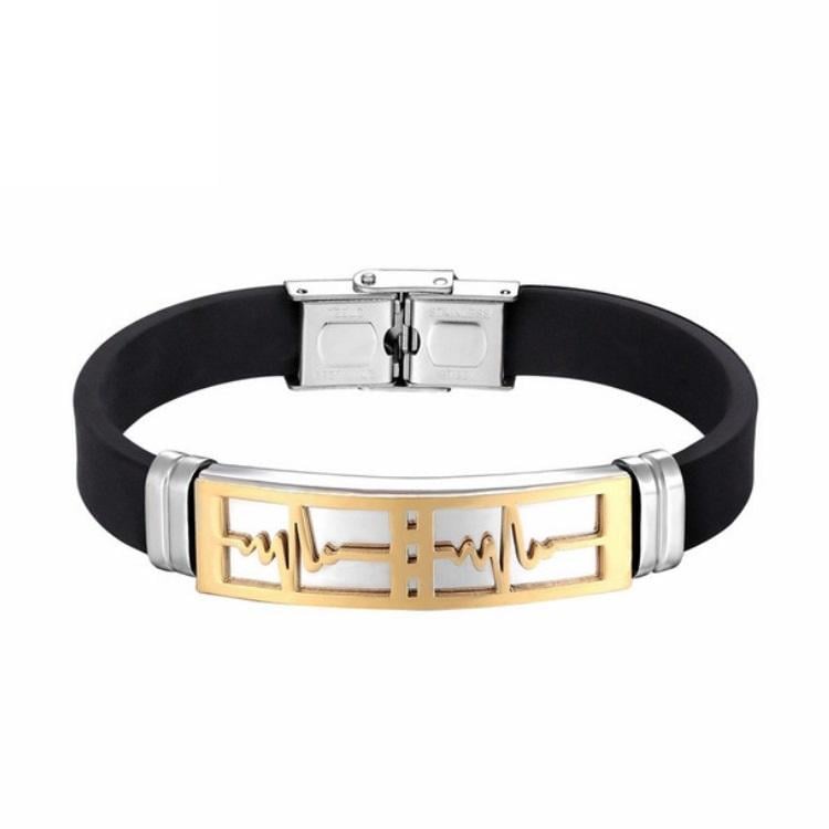 Браслет из медицинской стали пульс на силиконовом ремешке 20 см (BSS-037)