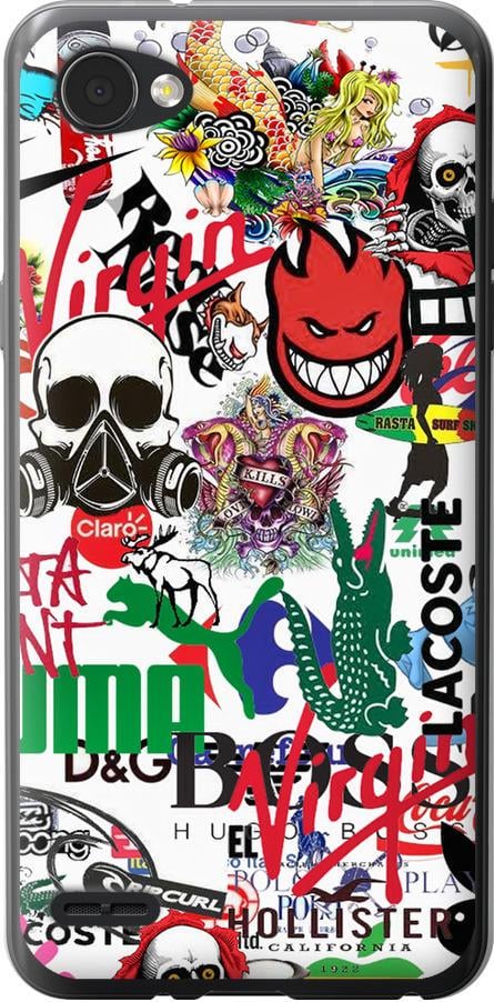 Чехол на LG Q6 Many different logos (4022u-1094-42517)