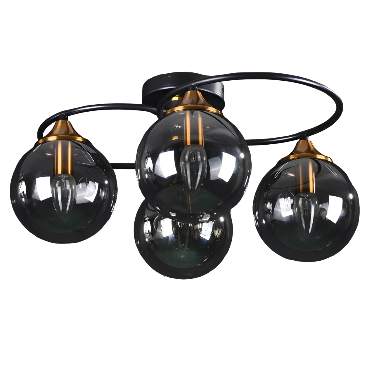 Люстра Svet на чотири кулястих плафони під лампи Е14 Чорний/Бронзовий (SN-2022-4 BK+DGD)